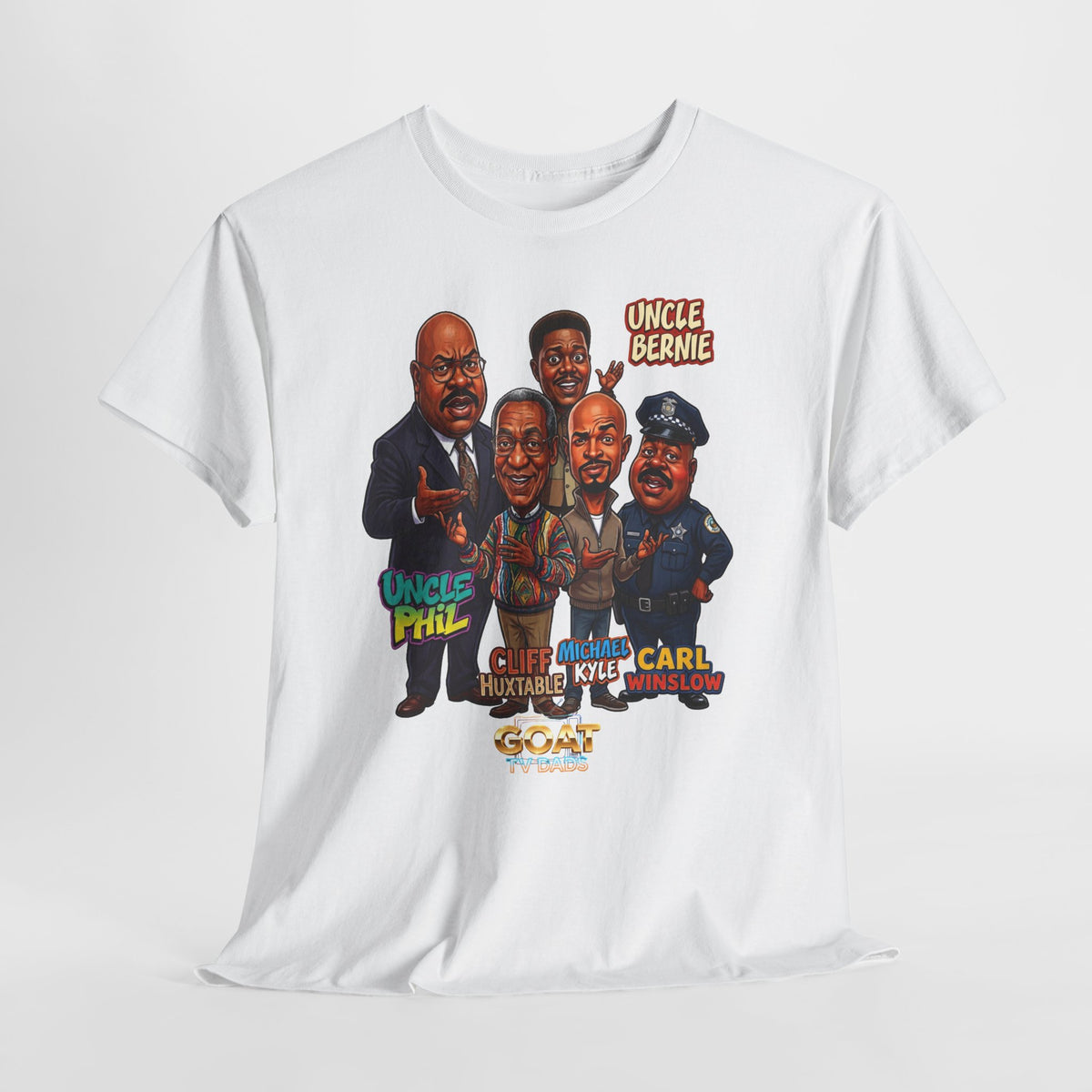 Retro TV Comedy Dads Caricature T‑Shirt — 'GOAT' Character Tee