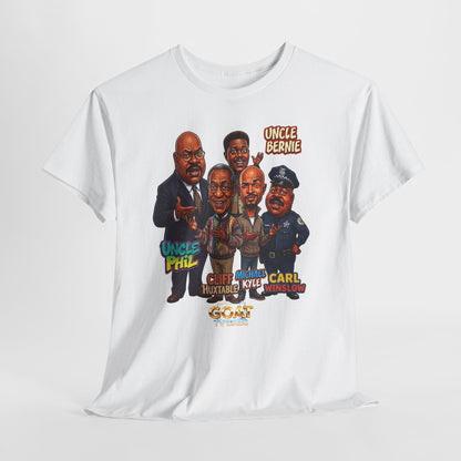 Retro TV Comedy Dads Caricature T‑Shirt — 'GOAT' Character Tee