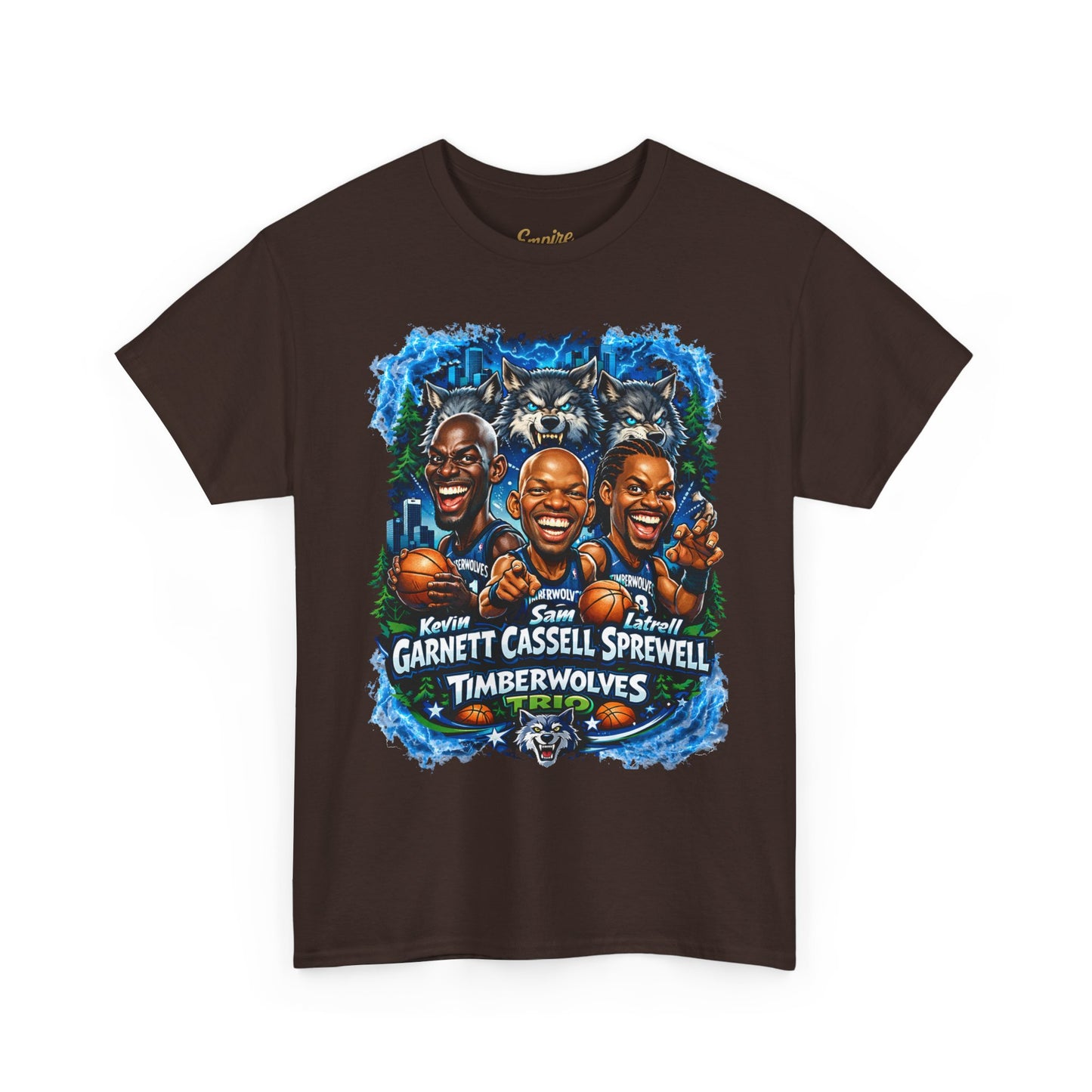 Timberwolves Legends T‑Shirt — Garnett, Cassell & Sprewell Retro Basketball Tee