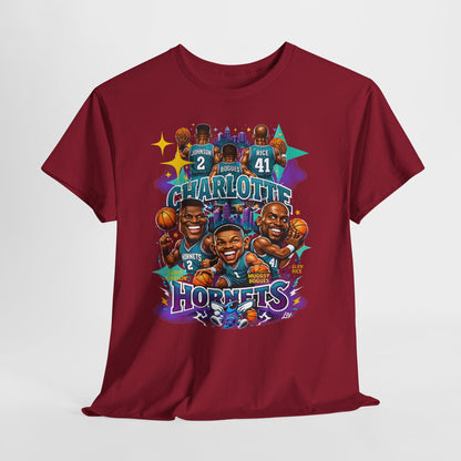Charlotte Hornets Basketball T-Shirt — Team Player Caricature Tee