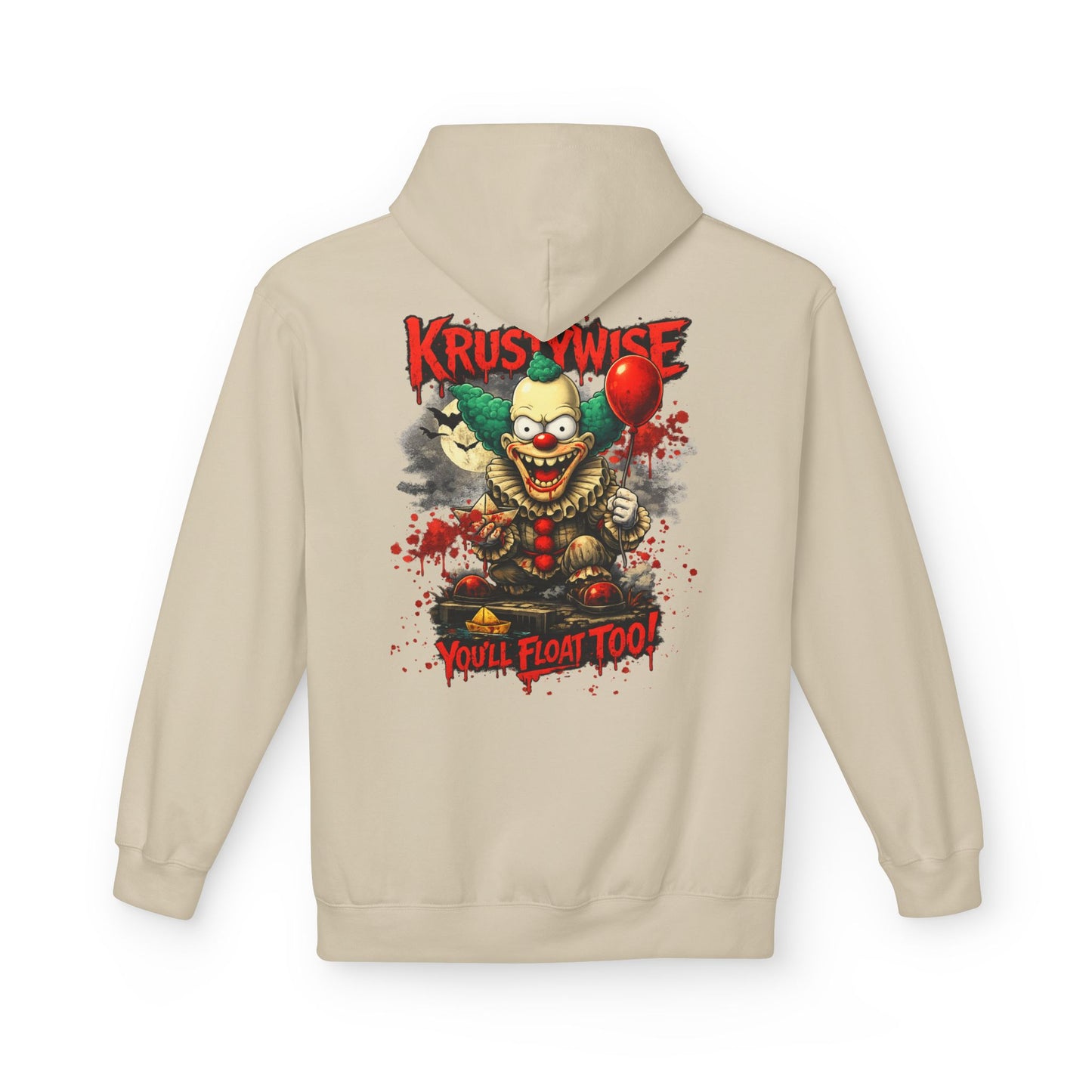 'Krustywise' Creepy Clown Design, "You’ll Float Too" Midweight Softstyle Fleece Hoodie