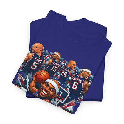 New Jersey Nets Vintage Team Collage T-Shirt — Classic NBA Legends Fan Tee