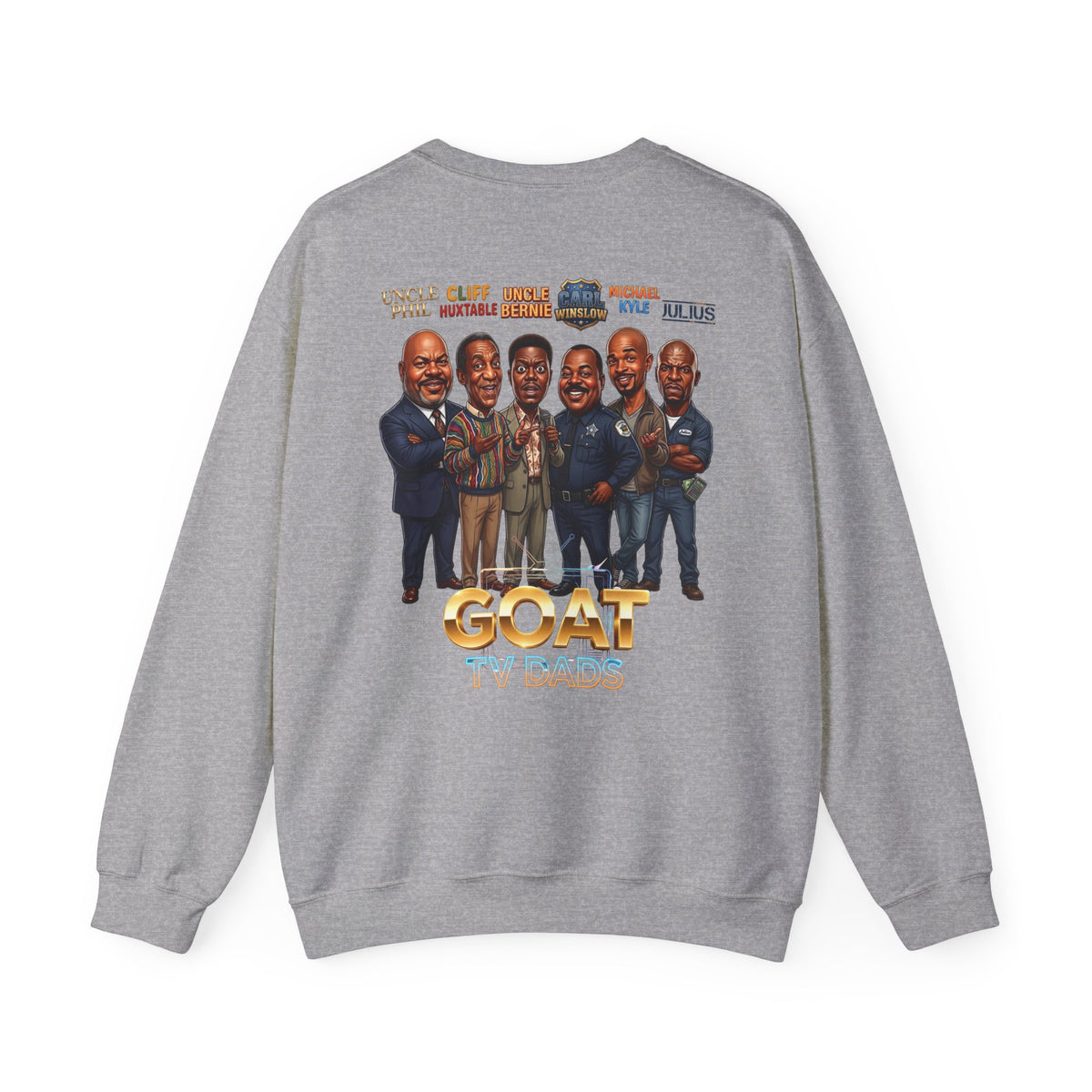 Crewneck Sweatshirt — 'GOAT' Icon Caricature Tribute Backprint