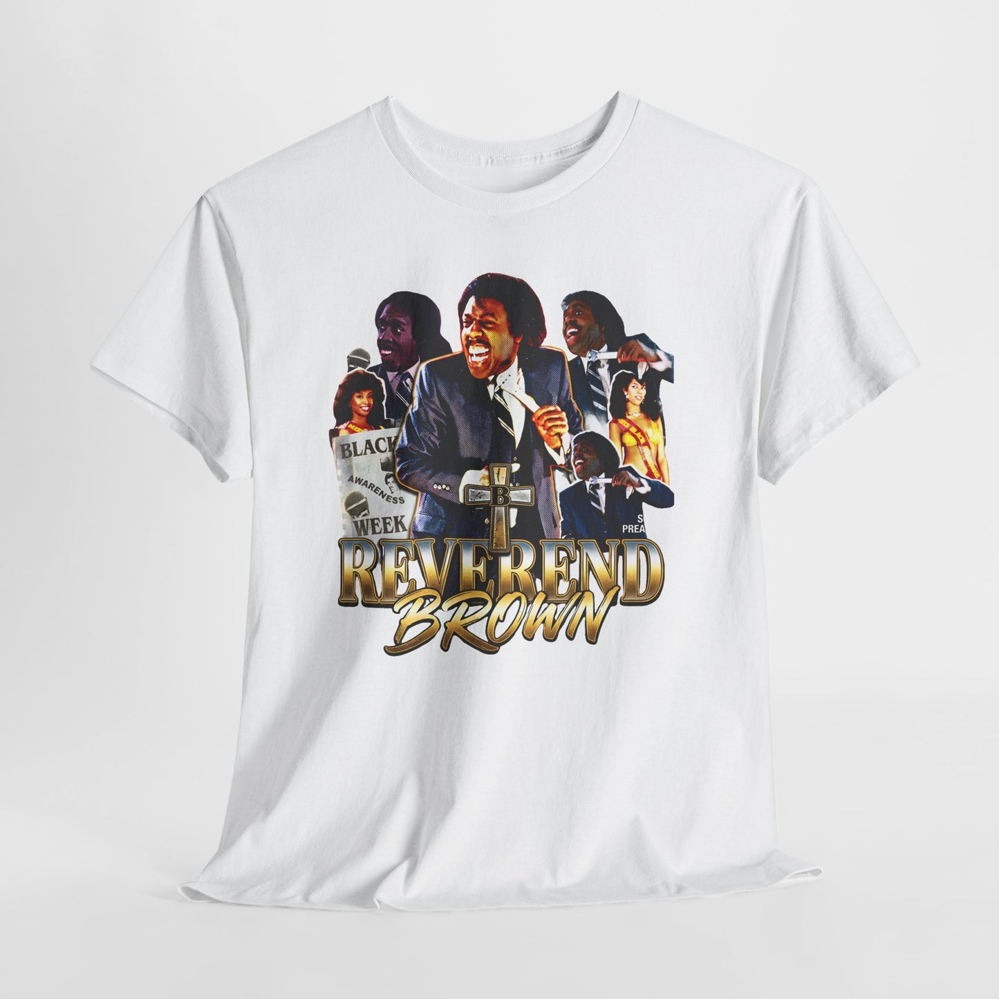 Reverend Brown Vintage Coming To America Collage T-Shirt