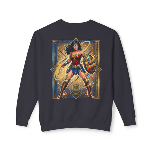 Wonder Woman Crewneck Sweatshirt — Retro Heroine Graphic Pullover