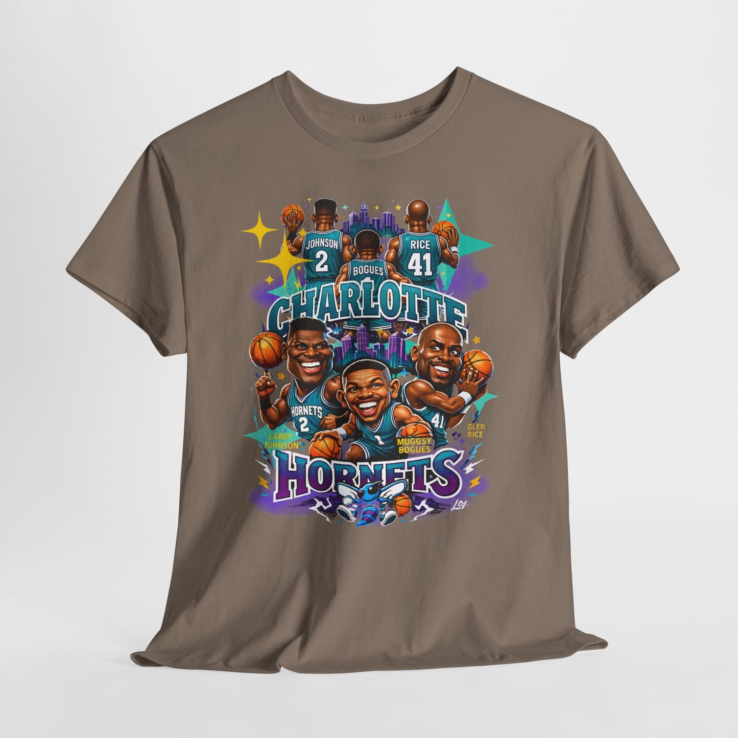 Charlotte Hornets Basketball T-Shirt — Team Player Caricature Tee