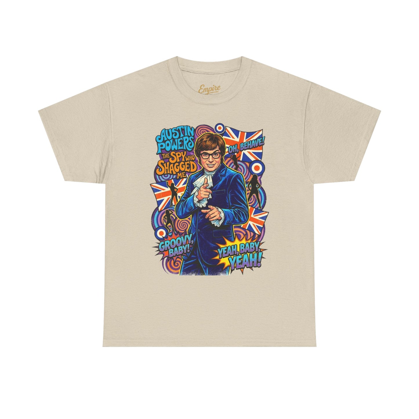 Austin Powers Retro Graphic Tee — "Yeah Baby!" Psychedelic 60s Pop Art T-Shirt
