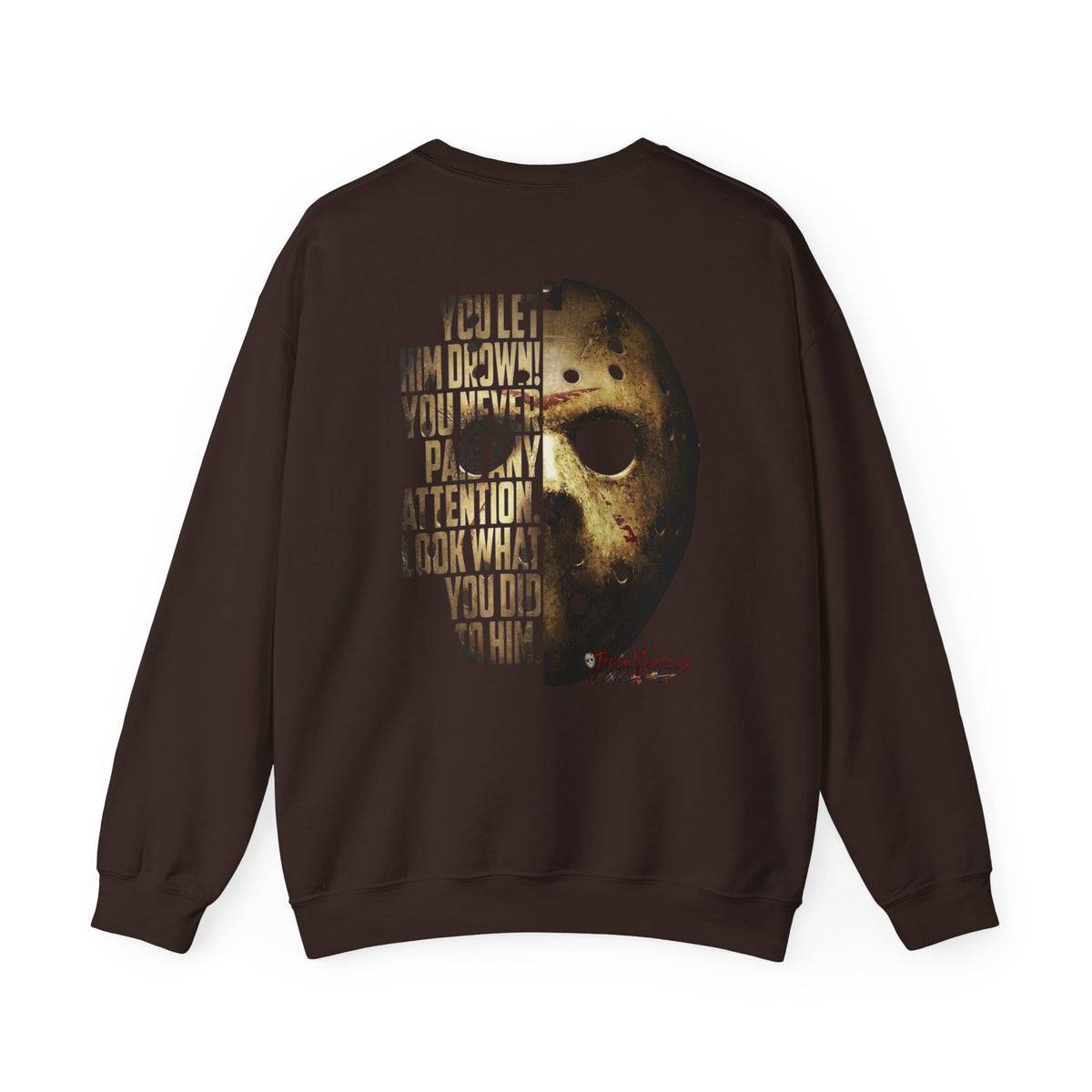 Jason Voorhees Mask Graphic with Quote Crewneck Sweatshirt