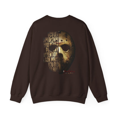 Jason Voorhees Mask Graphic with Quote Crewneck Sweatshirt