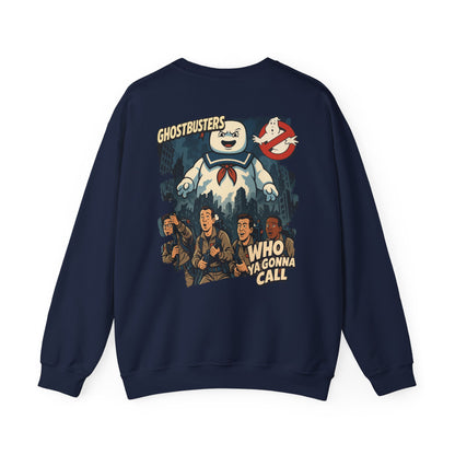 Ghostbusters Crewneck Sweatshirt — Stay Puft & "Who Ya Gonna Call" Graphic