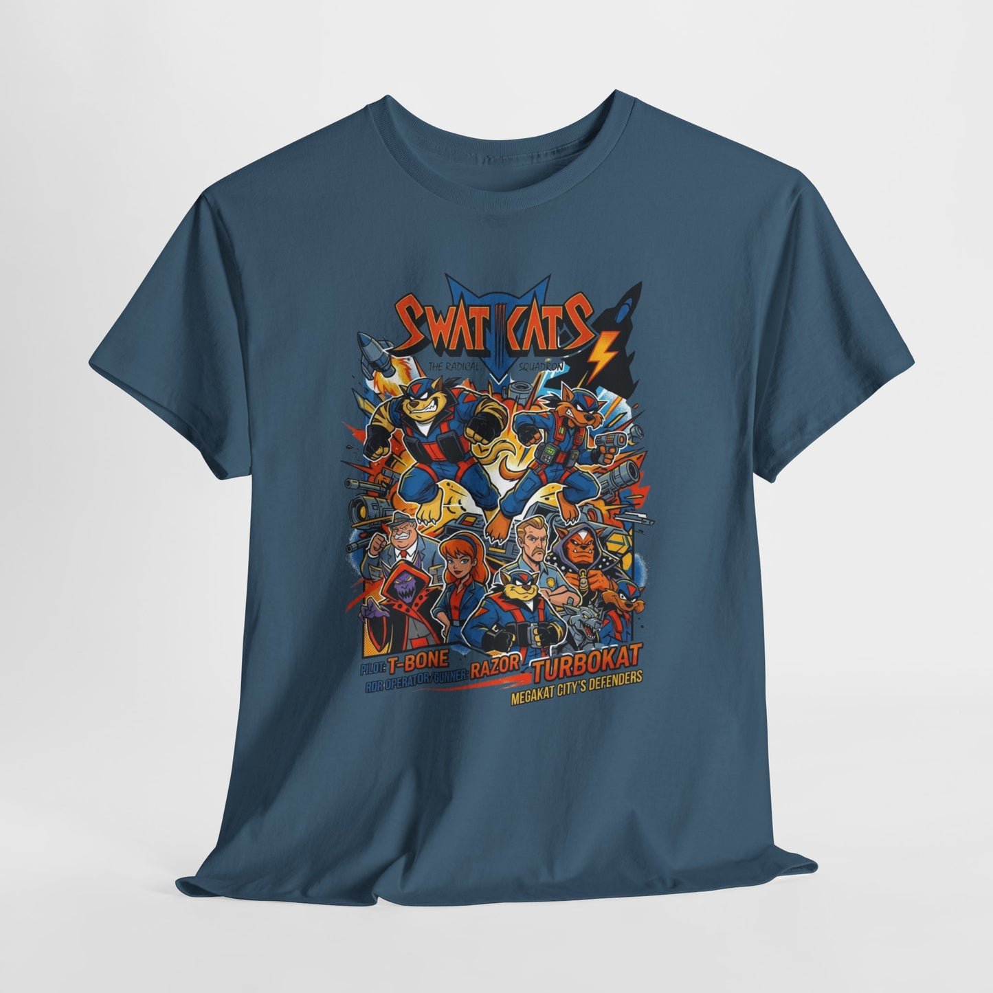 SWAT CATS Retro Graphic Tee — Vintage Cartoon Pilot Anime Shirt