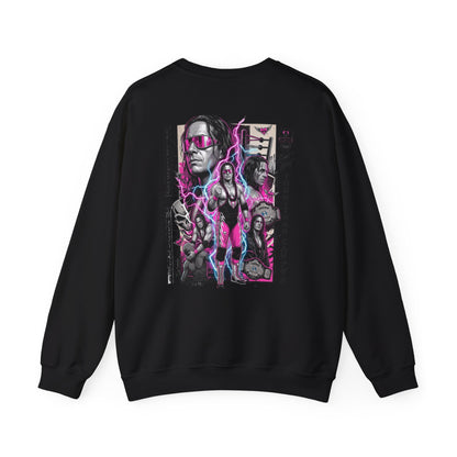 Retro Wrestling Crewneck Sweatshirt – 'The Hitman' Neon Bret Hart Graphic