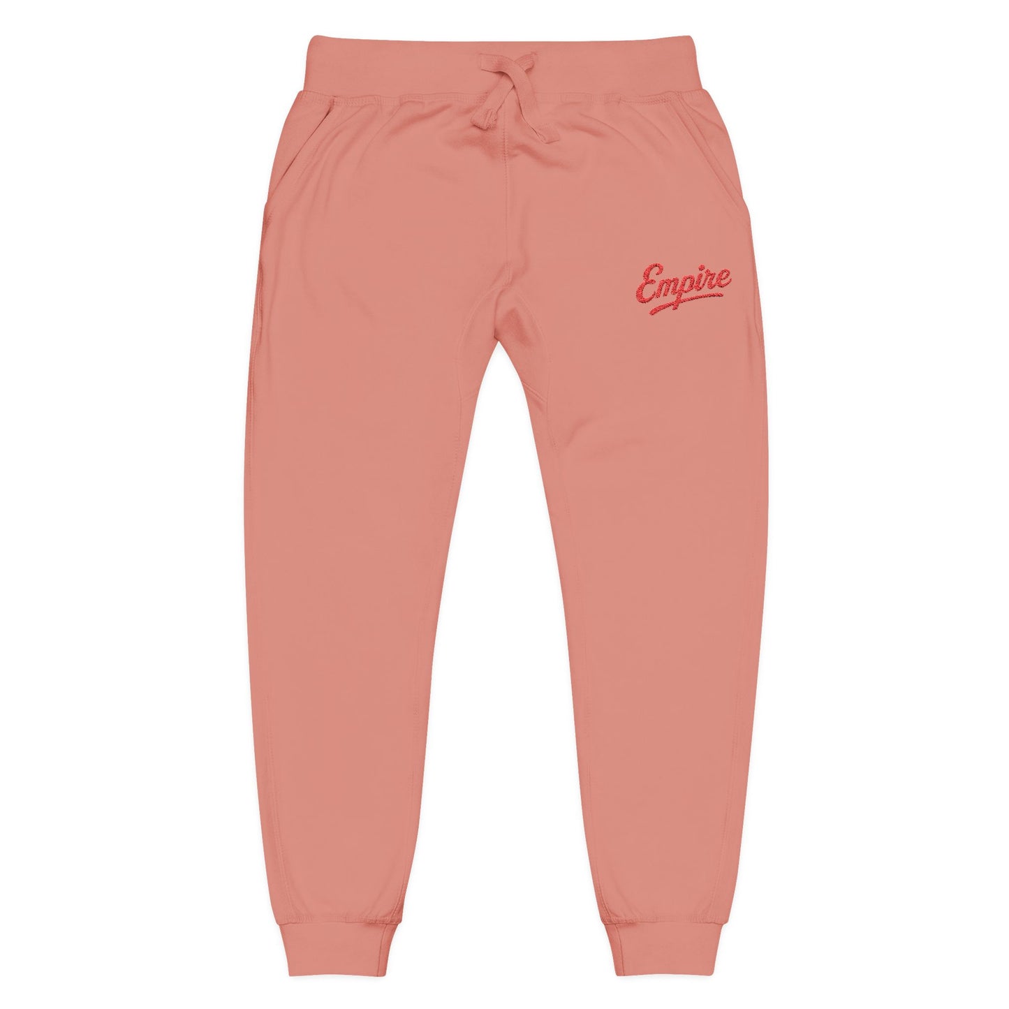 Empire Signature Embroidered Sweatpants — Minimal Fleece with Red 'Empire' Logo