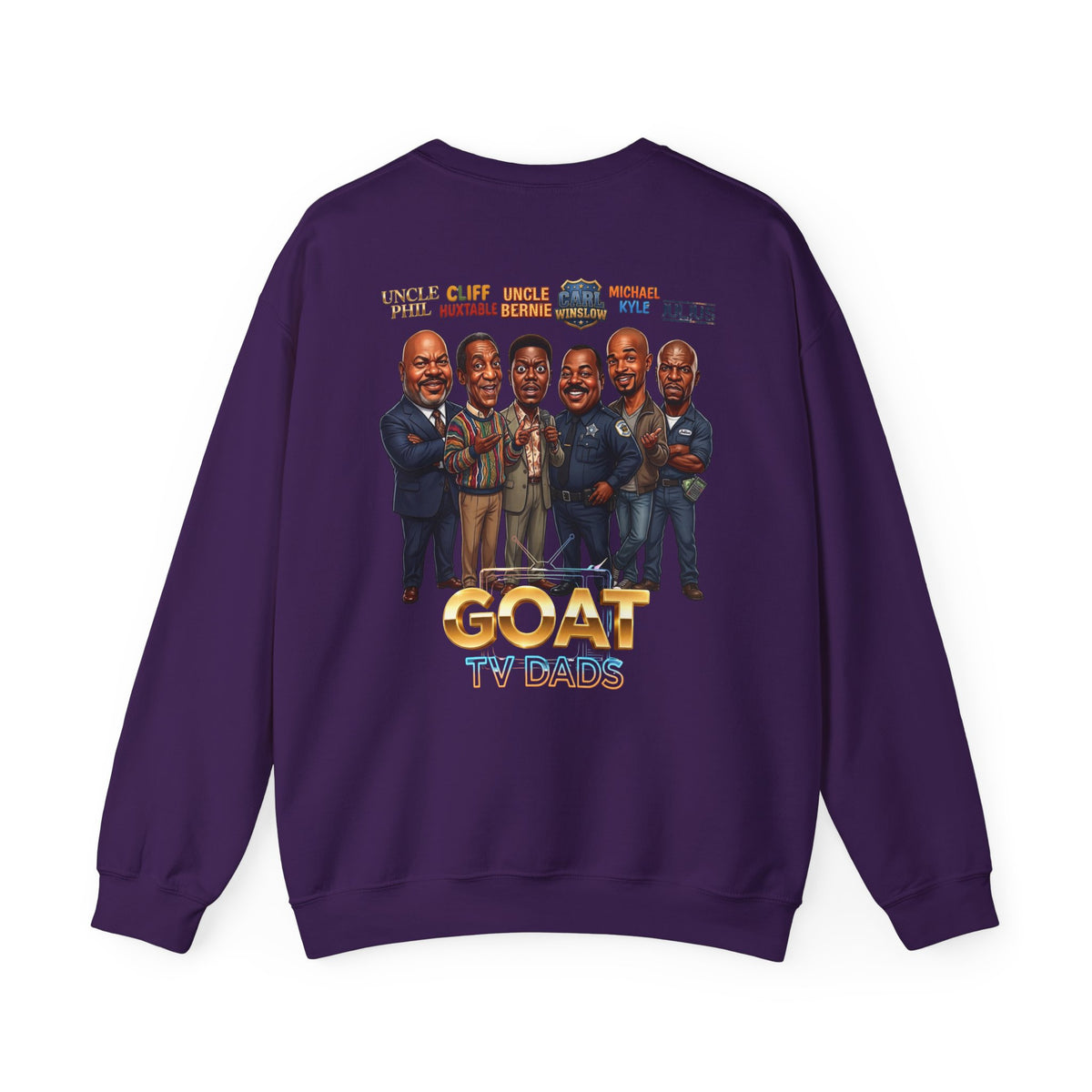 Crewneck Sweatshirt — 'GOAT' Icon Caricature Tribute Backprint
