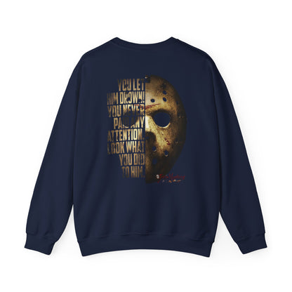 Jason Voorhees Mask Graphic with Quote Crewneck Sweatshirt