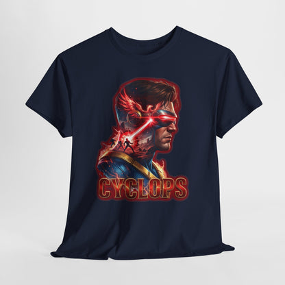 Cyclops Superhero Graphic Tee — Retro Comic Profile Design