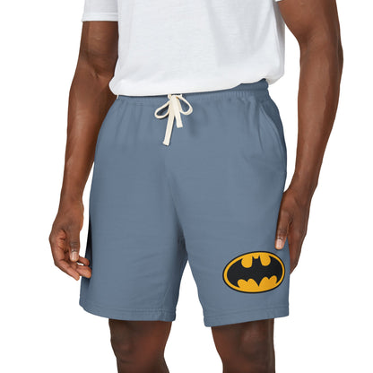 Batman Logo Fleece Sweat Shorts — Lightweight Garment-Dyed Lounge Shorts