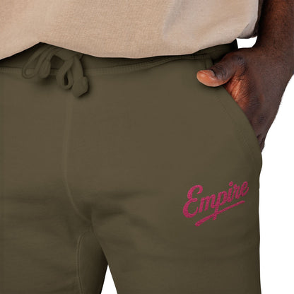 Empire Signature Embroidered Sweatpants — Minimal Fleece with Pink 'Empire' Logo