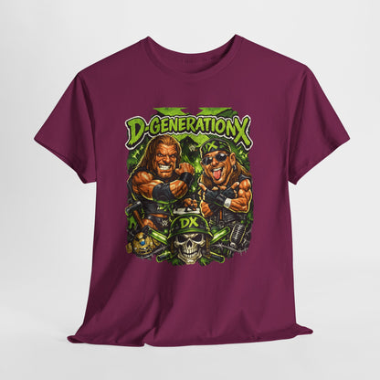 D-Generation X Retro Wrestling Tee — DX Skull & Heroes Graphic T-Shirt