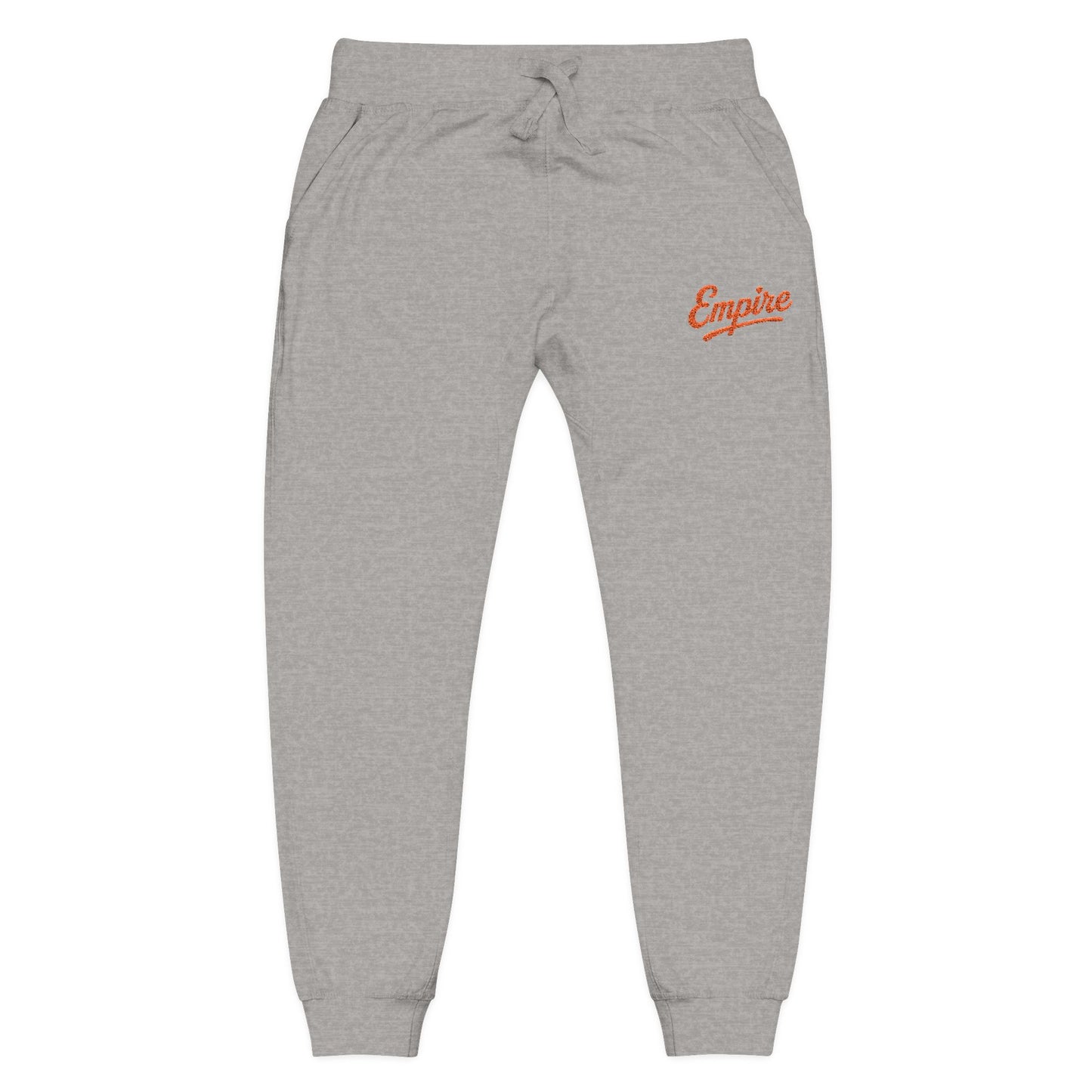 Empire Signature Embroidered Sweatpants — Minimal Fleece with Orange 'Empire' Logo