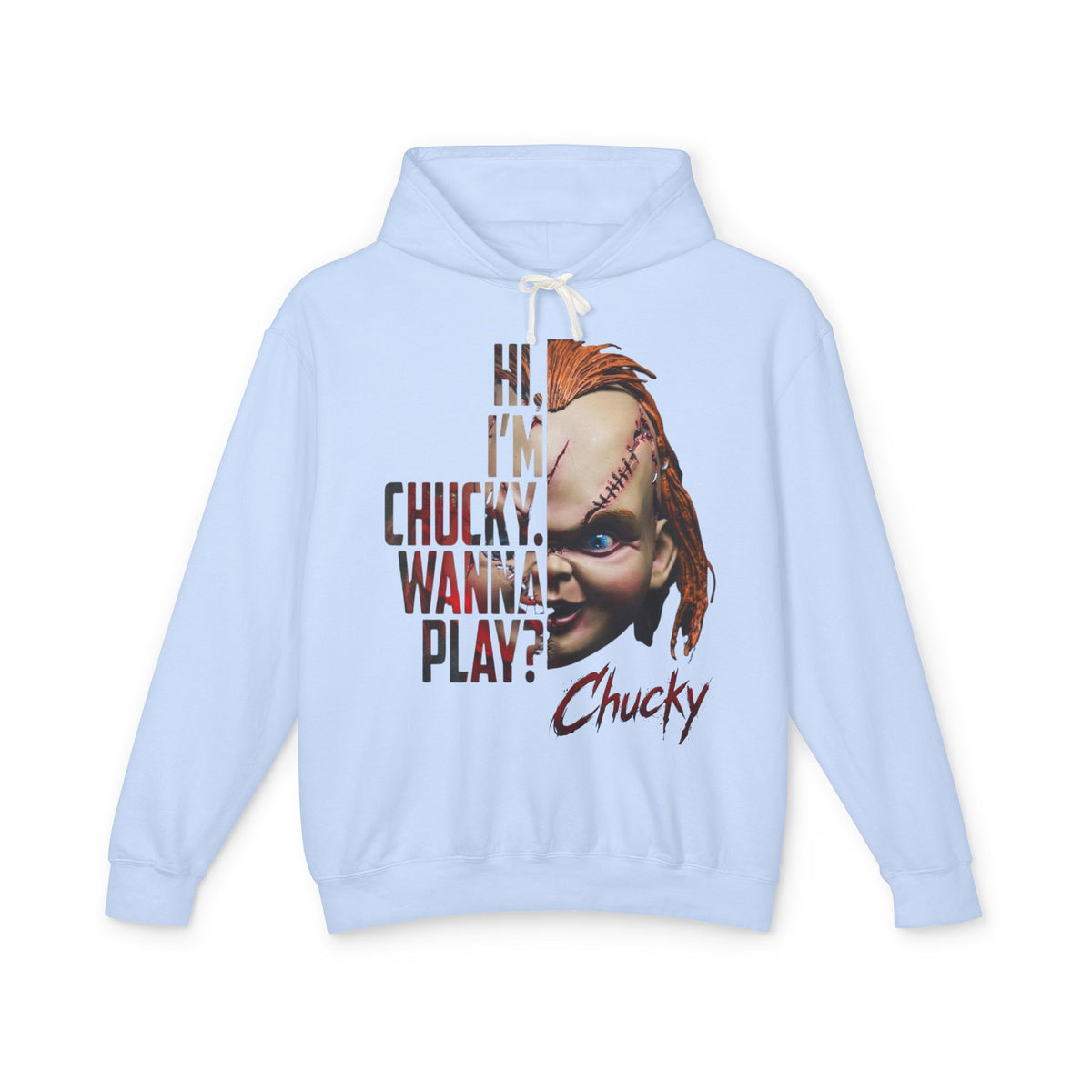 Chucky “Hi, I’m Chucky, Wanna Play?” Horror Movie Hoodie