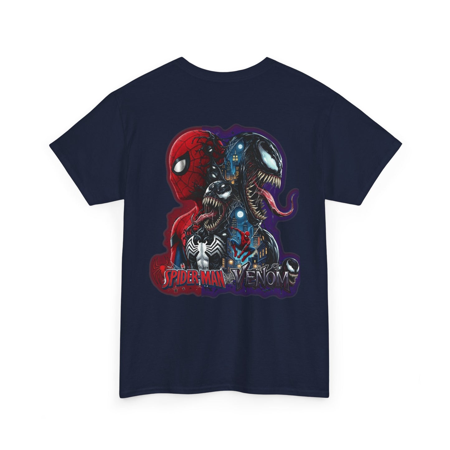 Spider-Man vs Venom Graphic Tee — Superhero Back Print
