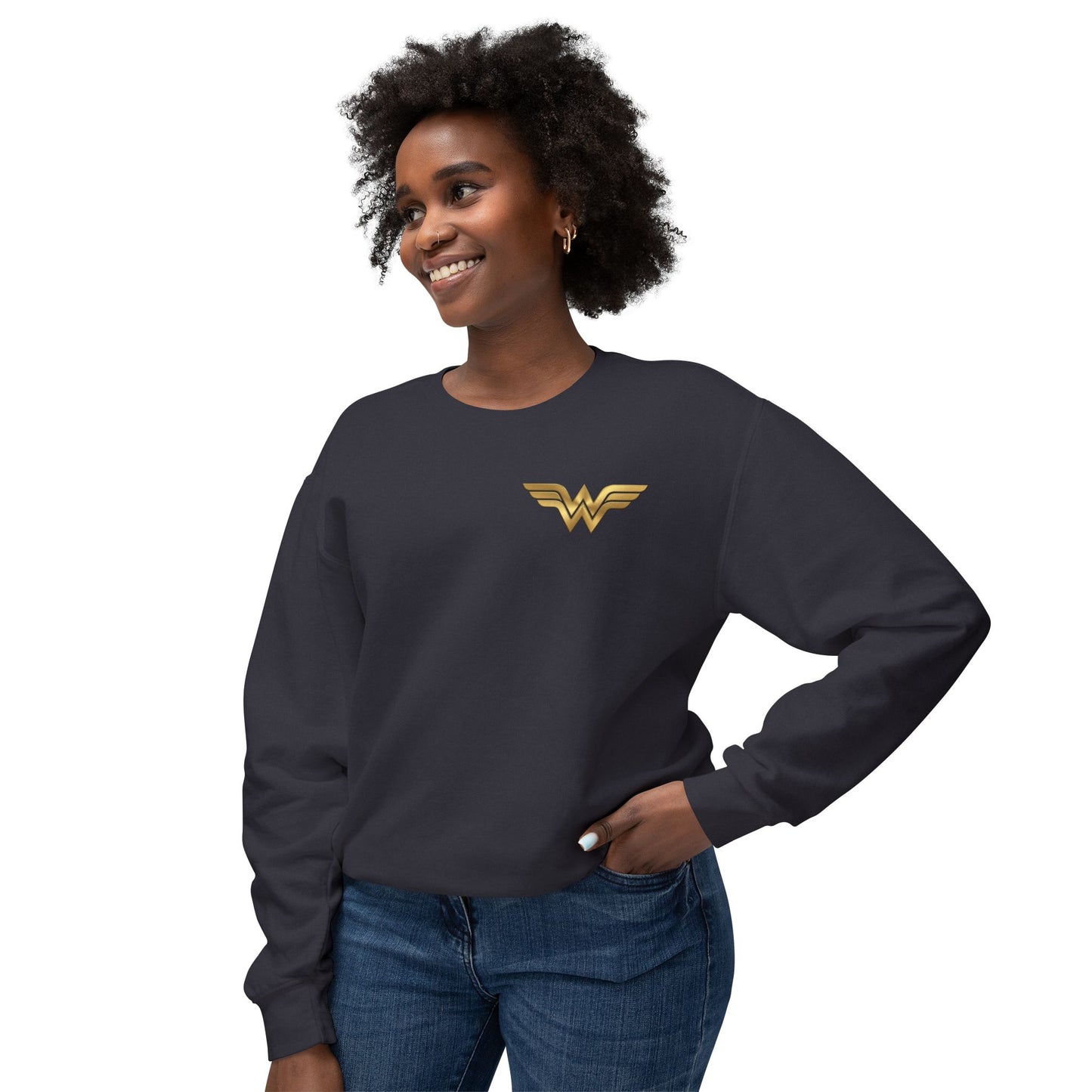 Wonder Woman Crewneck Sweatshirt — Retro Heroine Graphic Pullover