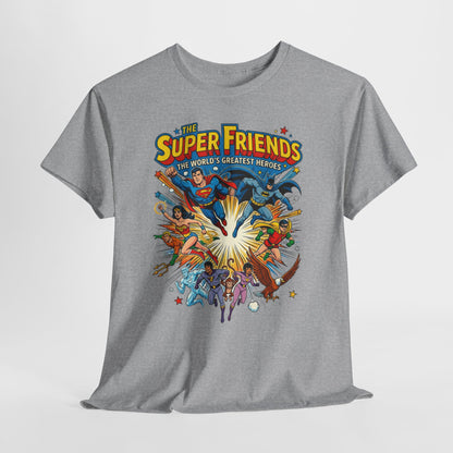 Super Friends Retro Graphic Tee — Classic Cartoon Superhero T-Shirt