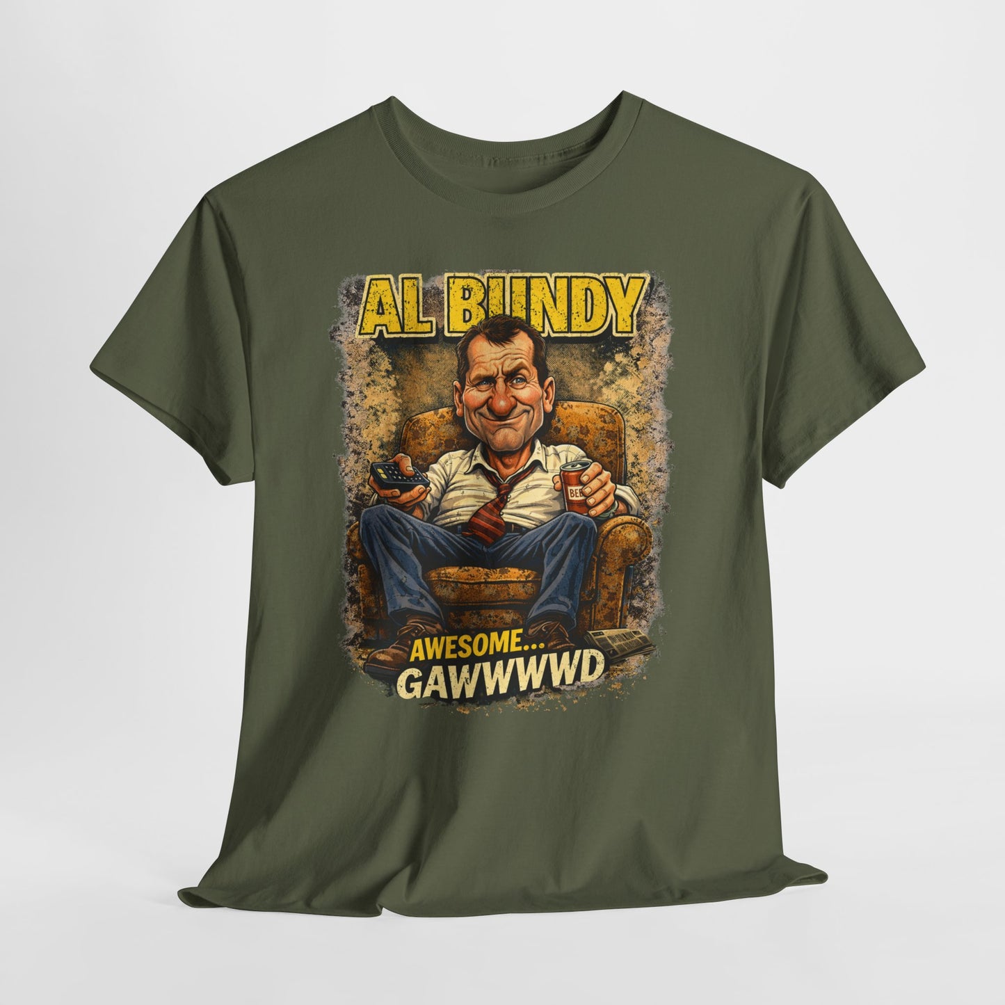 Retro TV Character Tee — "Al Bundy Awesome... Gawwwwd" Graphic T-Shirt