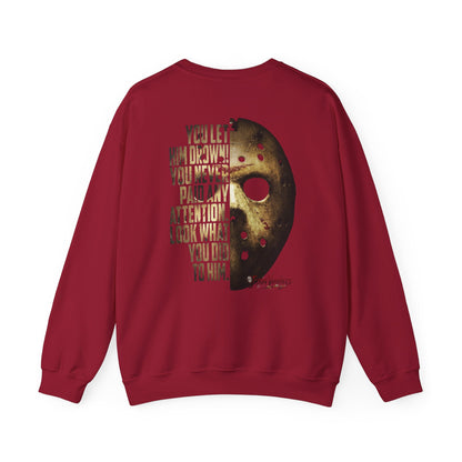 Jason Voorhees Mask Graphic with Quote Crewneck Sweatshirt