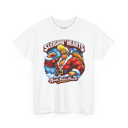Johnny B 'Sleighin' Hearts' Christmas Tee — 'Where The Ho Ho Hos At' Holiday T-Shirt
