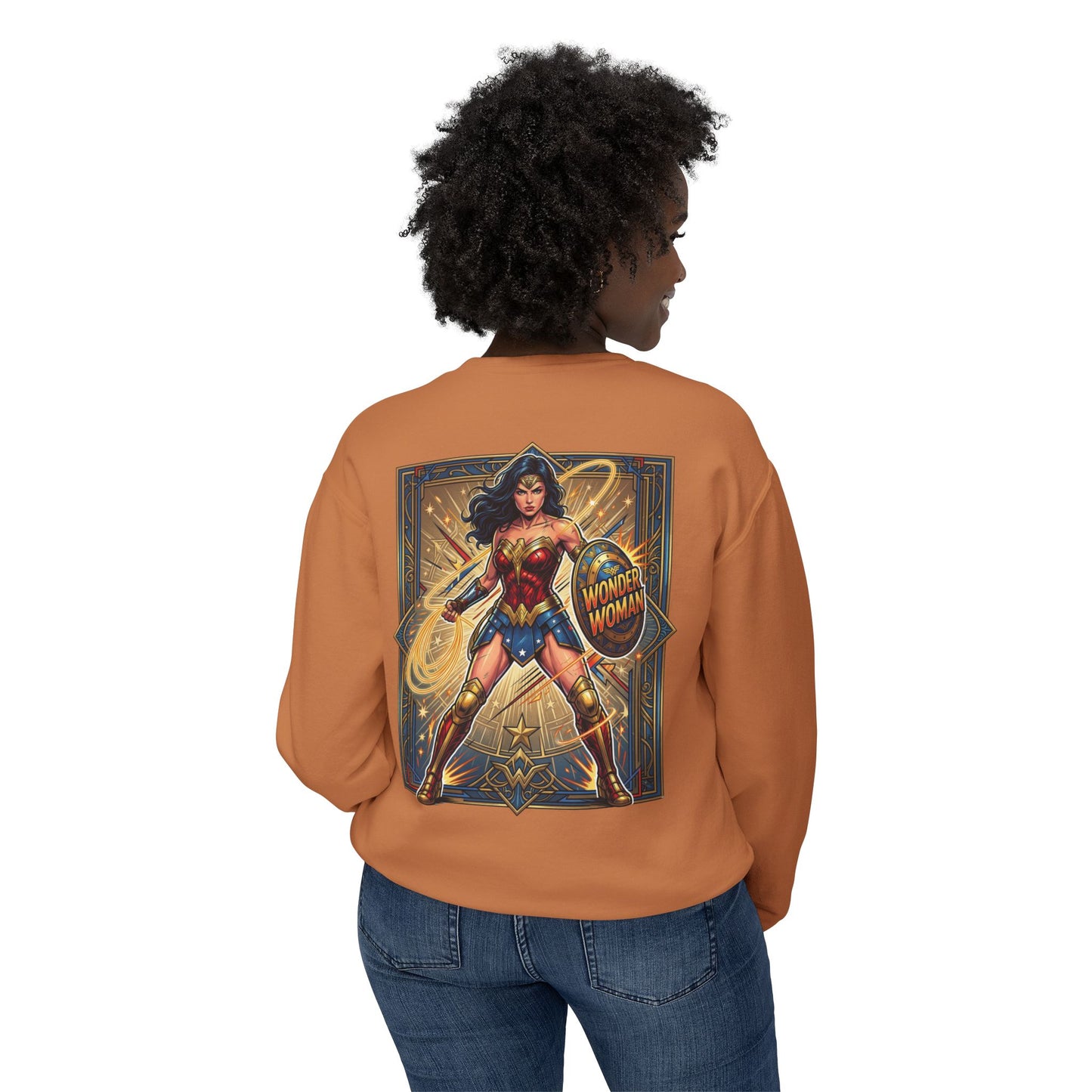 Wonder Woman Crewneck Sweatshirt — Retro Heroine Graphic Pullover