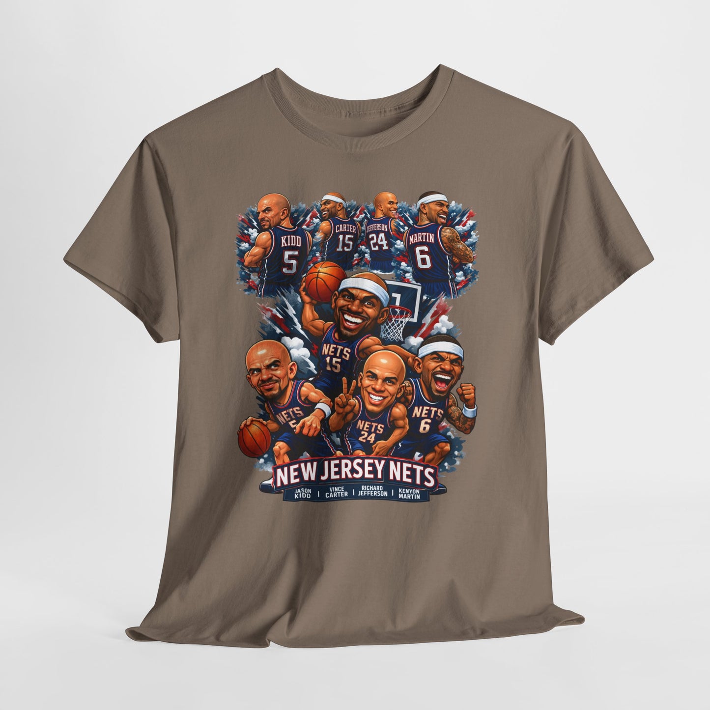 New Jersey Nets Vintage Team Collage T-Shirt — Classic NBA Legends Fan Tee