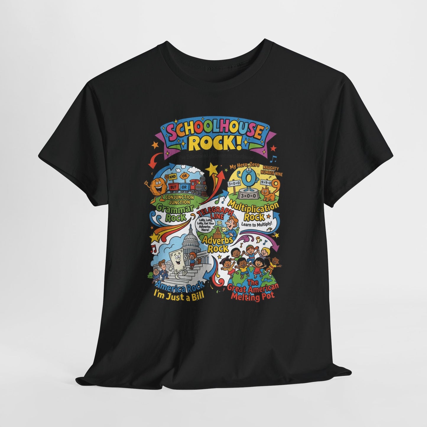 Schoolhouse Rock! Vintage Cartoon Tee — Retro Educational Music Band Graphic Shirt