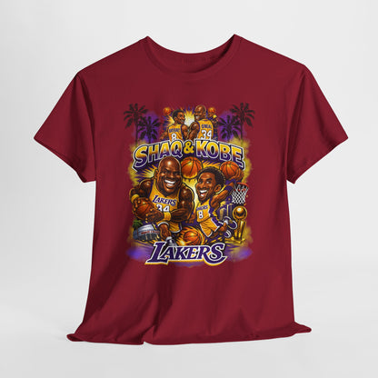 Kobe & Shaq Lakers Tee, Unisex Heavy Cotton T-Shirt, Basketball Fan Apparel, Sports Gift, Retro Basketball Graphic