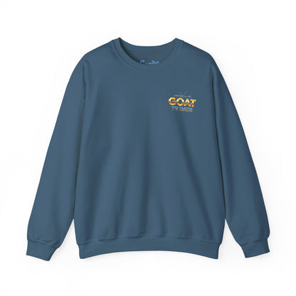 Crewneck Sweatshirt — 'GOAT' Icon Caricature Tribute Backprint