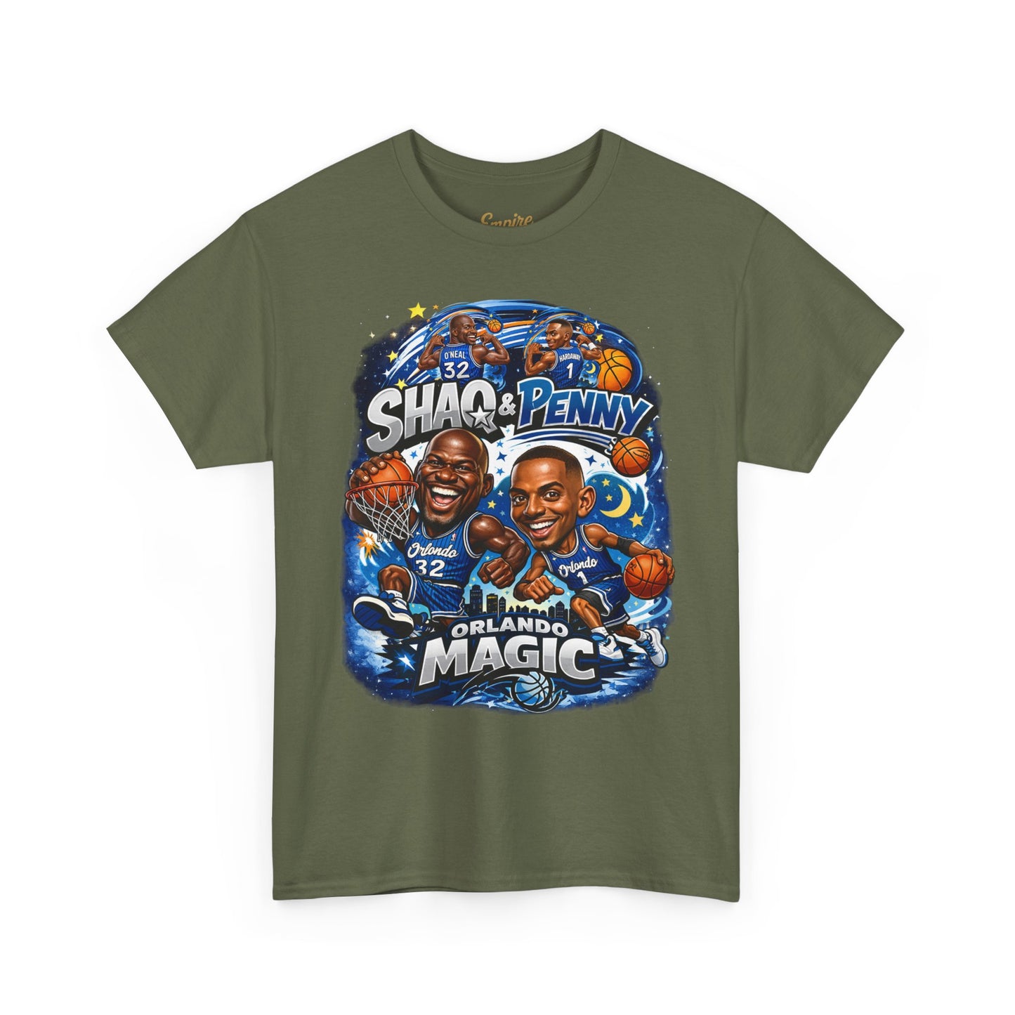 Orlando Magic Basketball Tee — Shaq & Penny Retro Cartoon Design