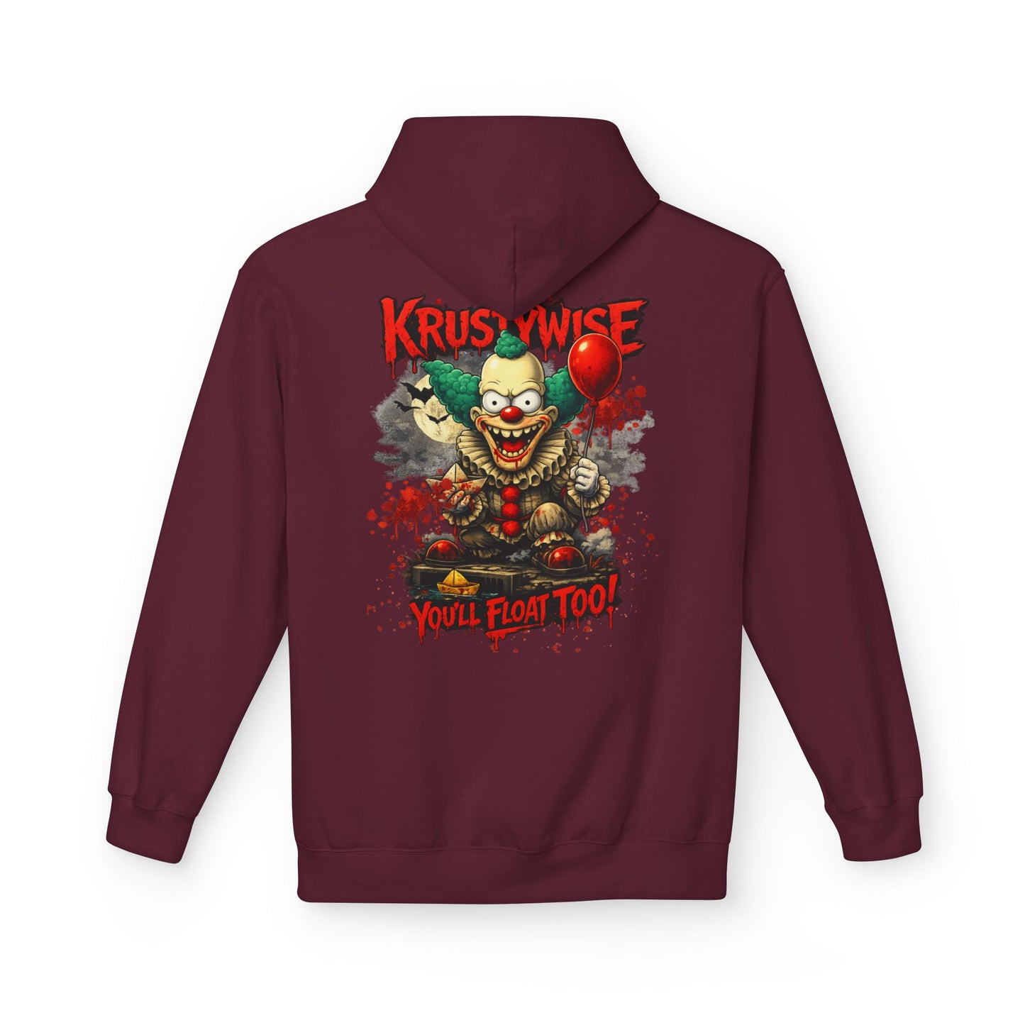 'Krustywise' Creepy Clown Design, "You’ll Float Too" Midweight Softstyle Fleece Hoodie