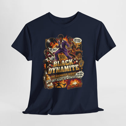 Black Dynamite Graphic Tee — Vintage Blaxploitation Movie Poster Shirt