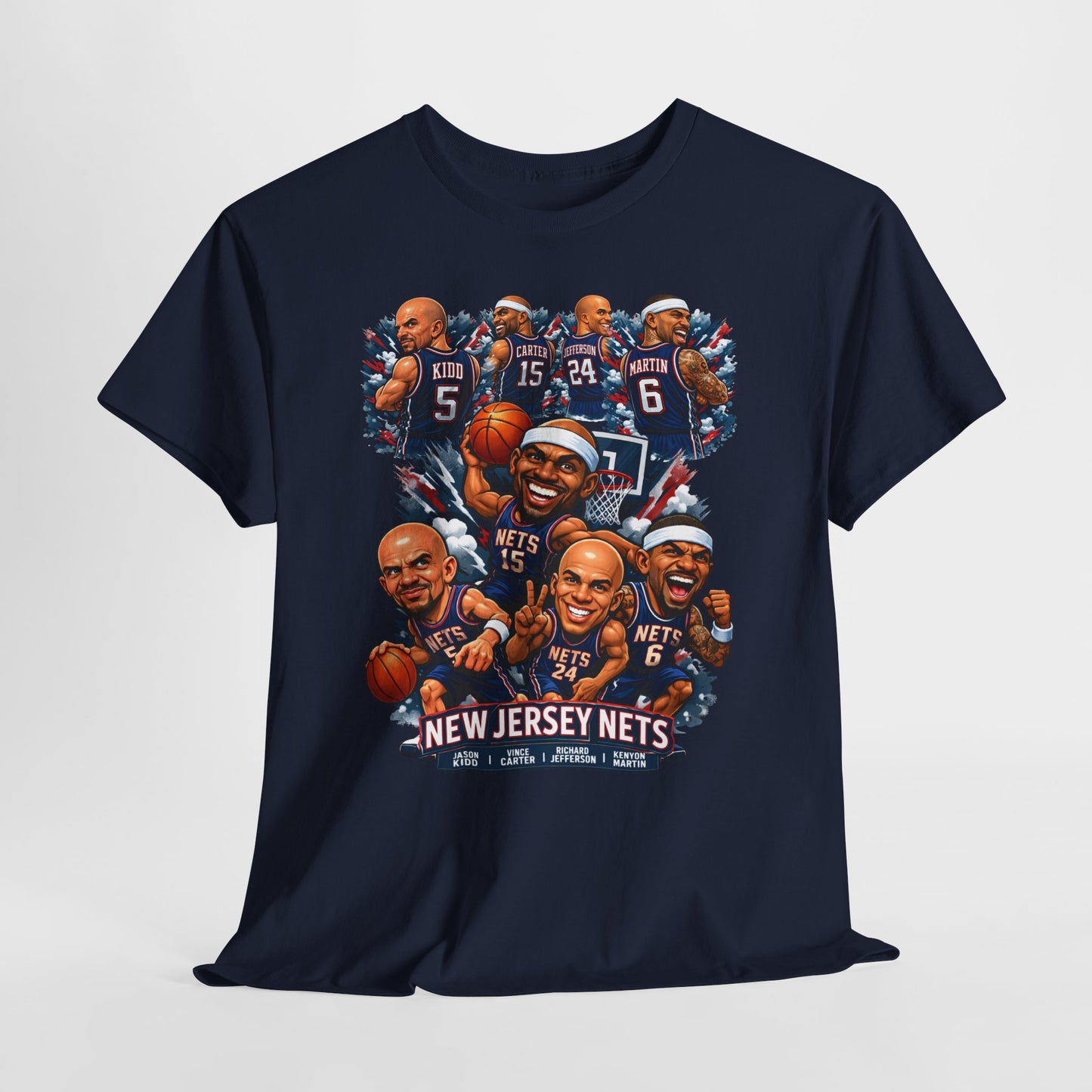 New Jersey Nets Vintage Team Collage T-Shirt — Classic NBA Legends Fan Tee