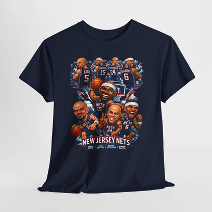 New Jersey Nets Vintage Team Collage T-Shirt — Classic NBA Legends Fan Tee
