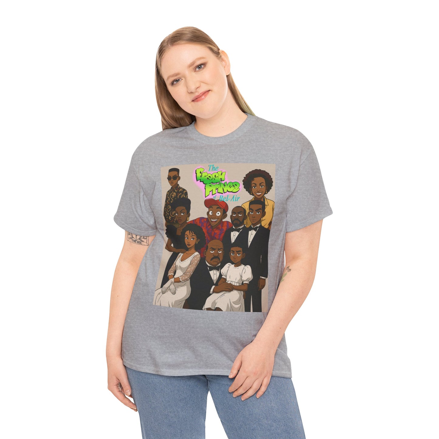 The Fresh Prince Unisex Heavy Cotton Tee - Nostalgic Cartoon Graphic Shirt
