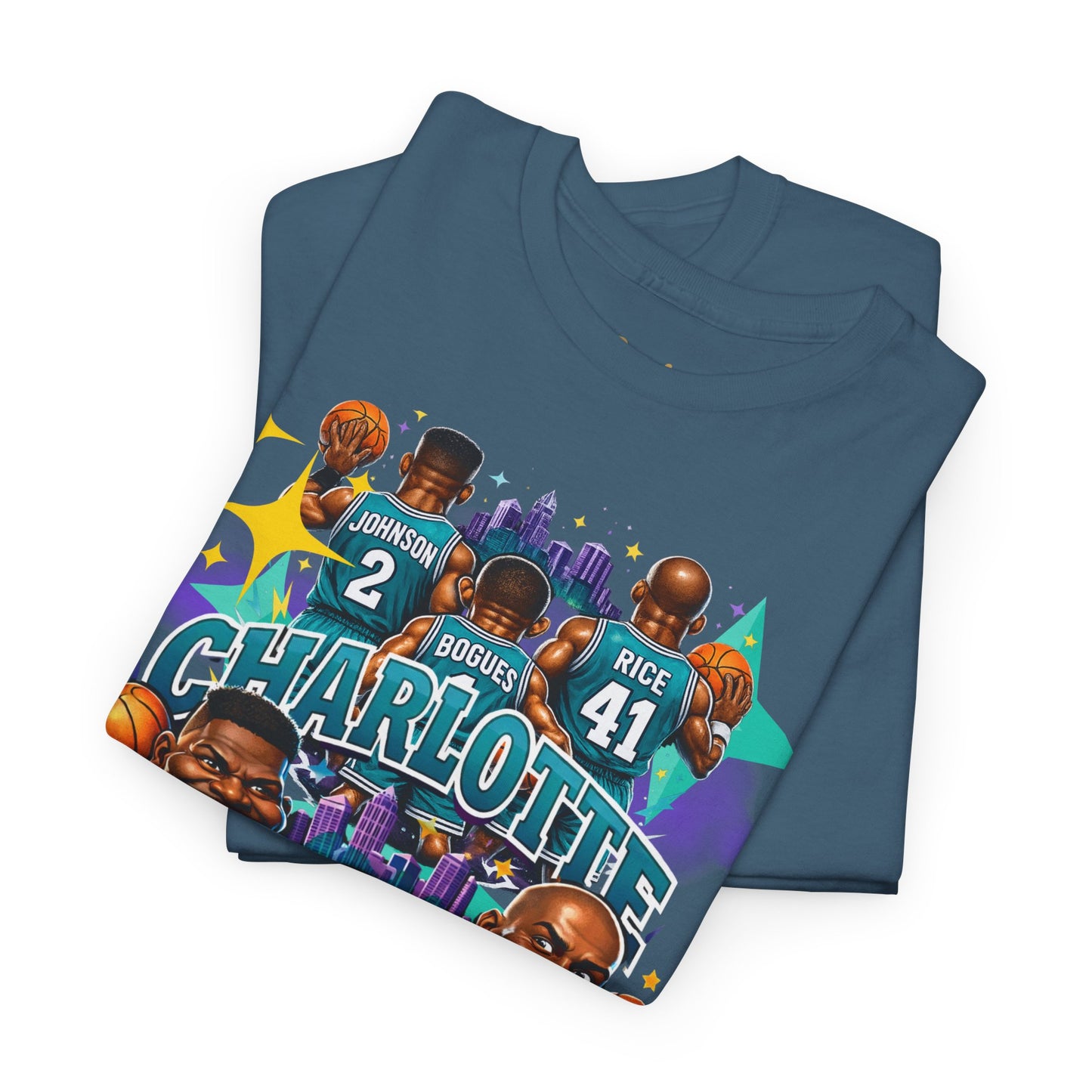 Charlotte Hornets Basketball T-Shirt — Team Player Caricature Tee