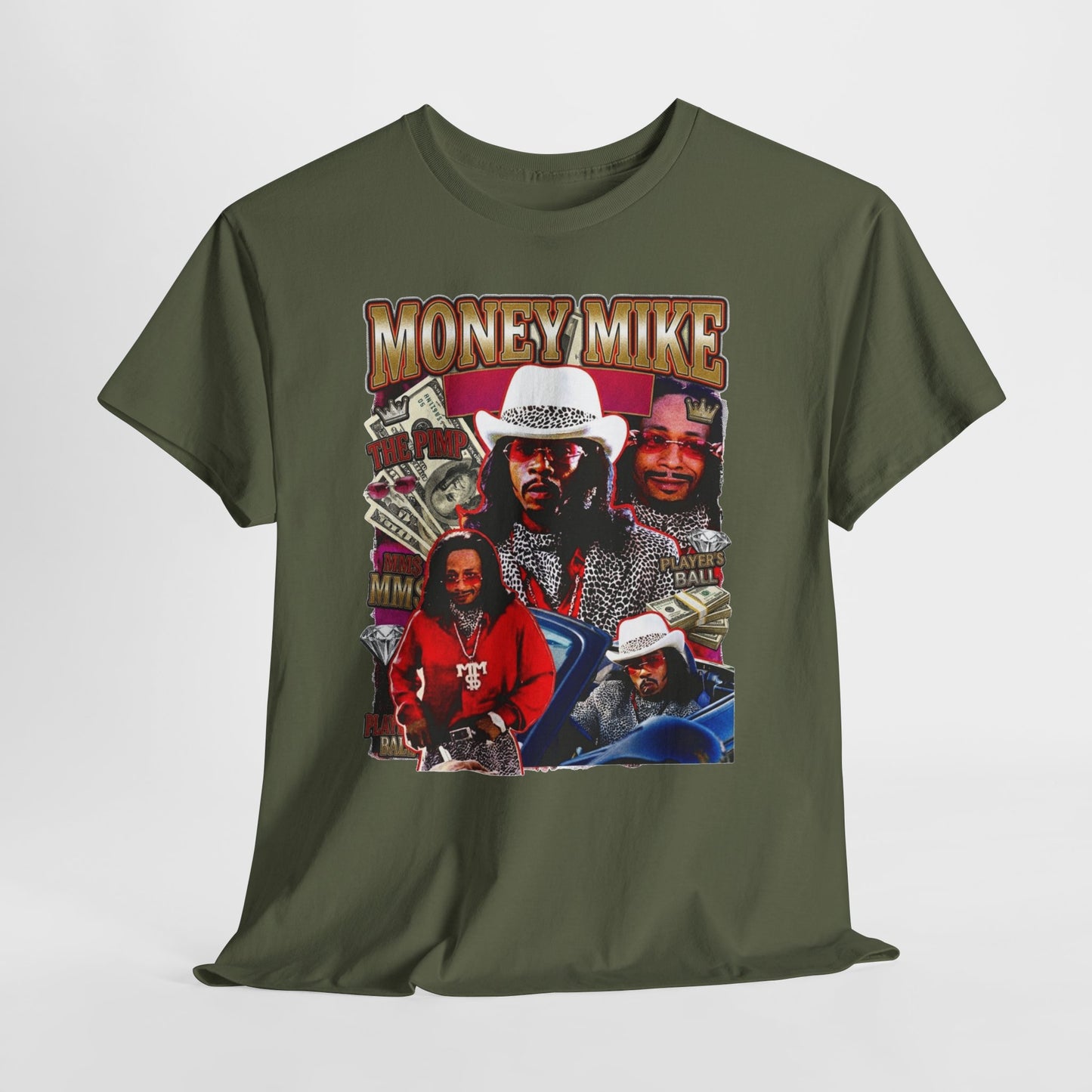 Money Mike Graphic Tee — Retro Movie Collage T‑Shirt