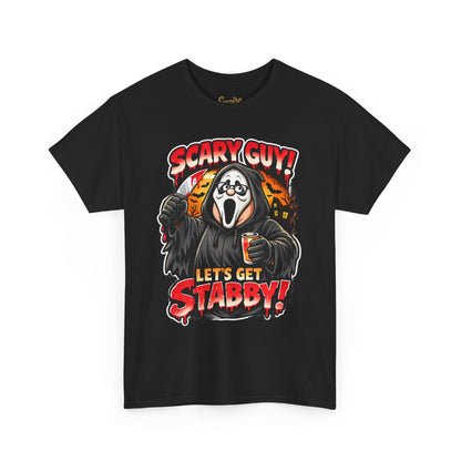 Scary Guy "Let's Get Stabby" Halloween Tee — Scream Mask Horror Movie T-Shirt