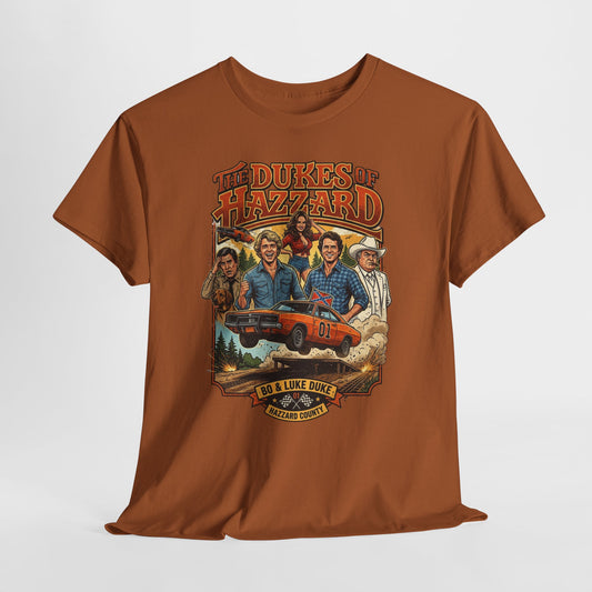 Dukes of Hazzard Vintage Graphic Tee — Classic TV Cast & General Lee Design