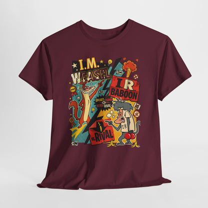 Retro Cartoon Crew Tee — "I.M. Weasel vs. I. R. Baboon" Graphic