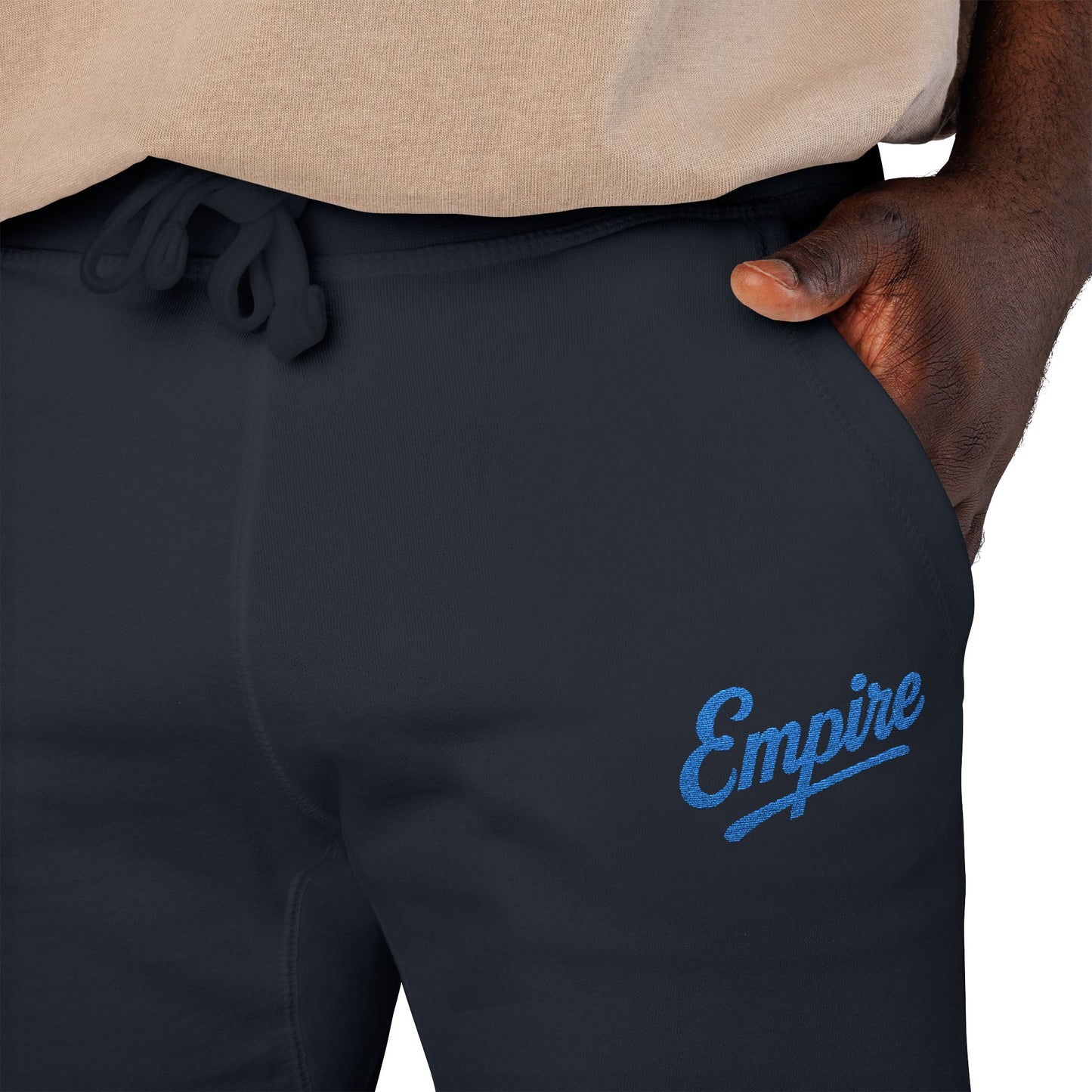 Empire Signature Embroidered Sweatpants — Minimal Fleece with Carolina Blue 'Empire' Logo