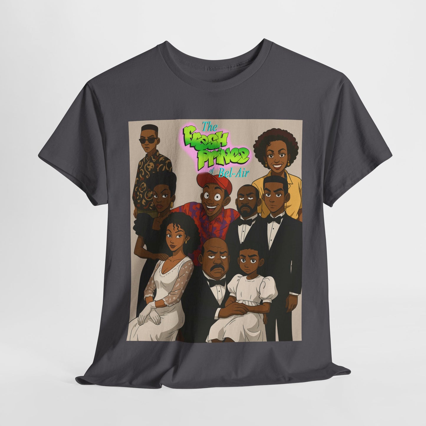 The Fresh Prince Unisex Heavy Cotton Tee - Nostalgic Cartoon Graphic Shirt