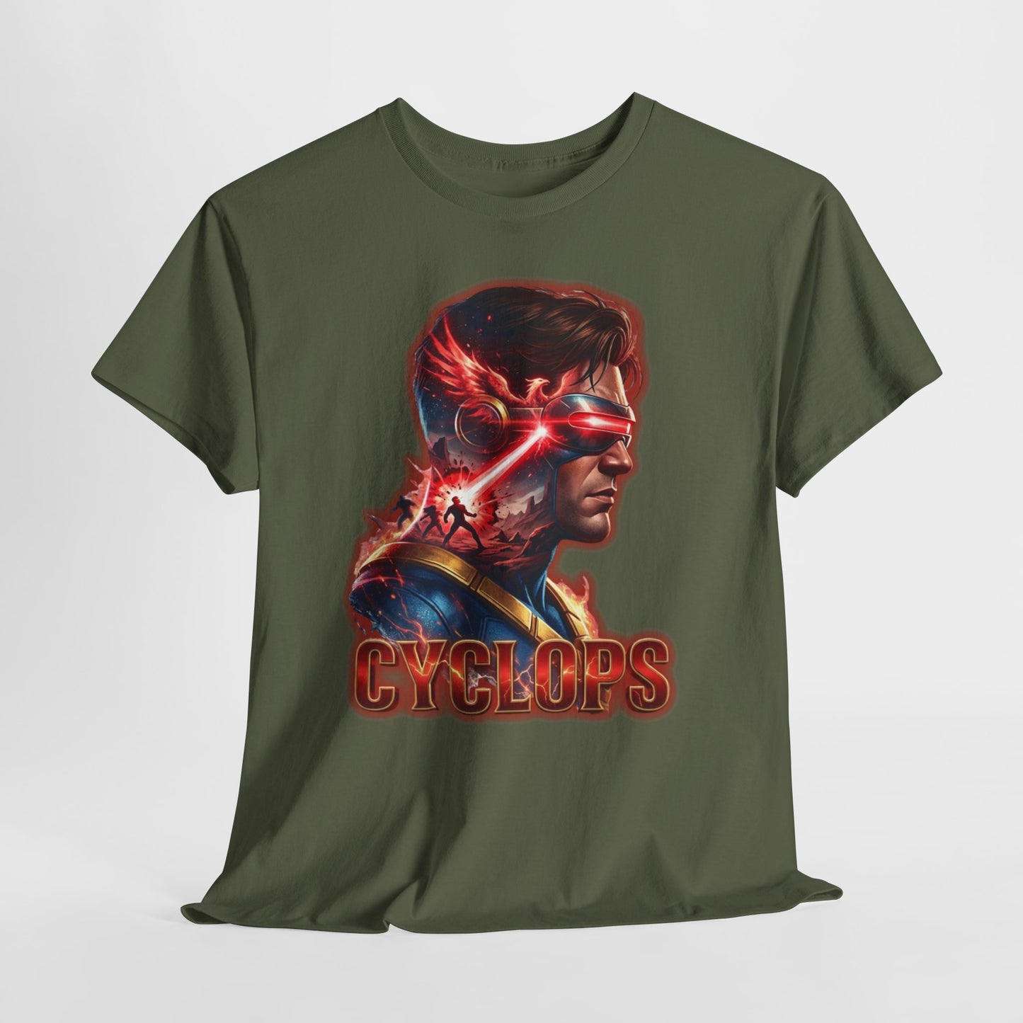 Cyclops Superhero Graphic Tee — Retro Comic Profile Design
